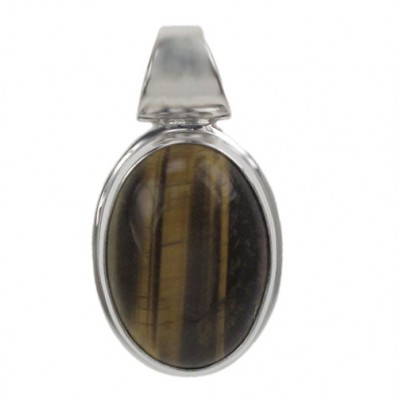 Oval Tiger Eye Pendant, Sterling Silver